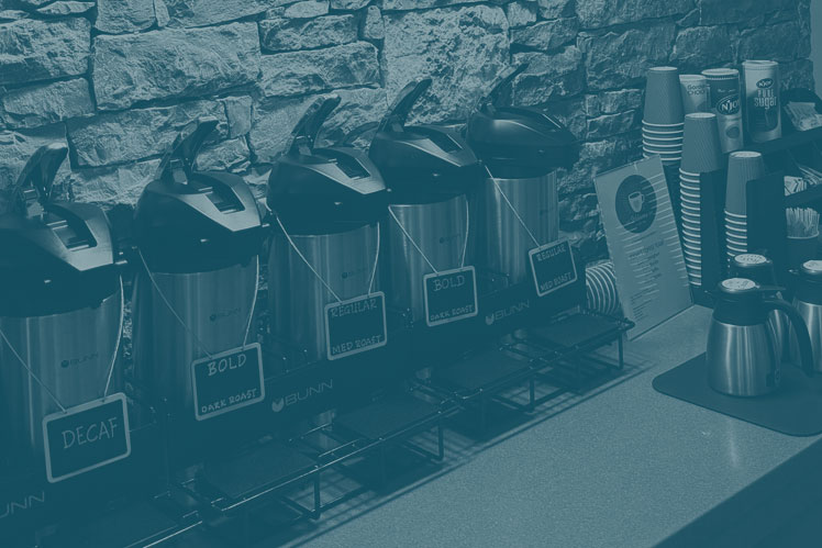 The Welcome Cup, Christ UMC's coffee station, is setup Sunday morning in the Narthex.